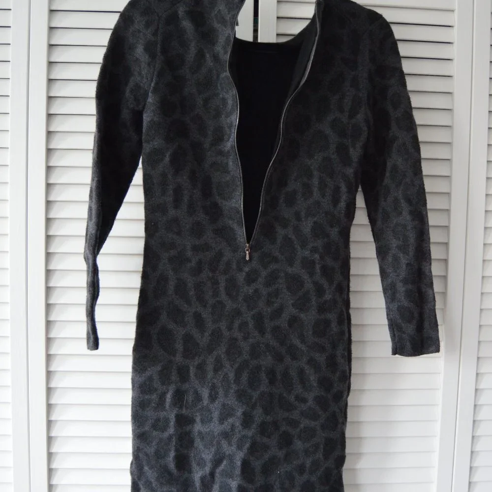3.1 Phillip Lim Wool Leopard Print Mini Dress | Size Medium - Picture 5 of 6